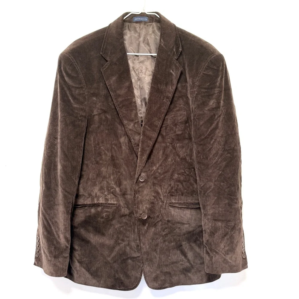 Stafford‎ Essentials Men’s 40R Classic Fit Brown Corduroy Elbow Patch Casual